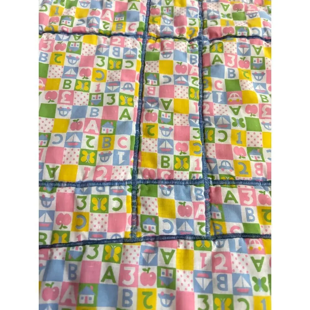 VTG Colorful Patchwork Alphabet Quilt Throw Wall‎ Decor 50